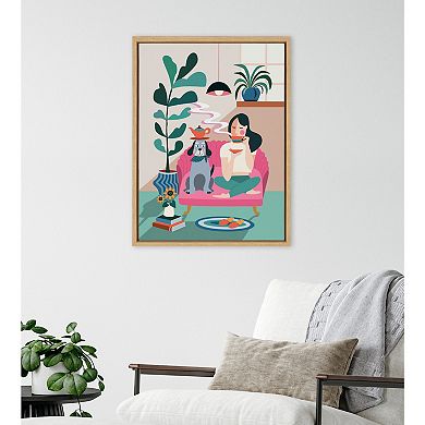 Sylvie Mid Century Modern Tea Time Framed Canvas by Rachel Lee of My Dream Wall