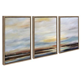 Sylvie Carolina Sunset Triptych Framed Canvas Art Set by Mary Sparrow