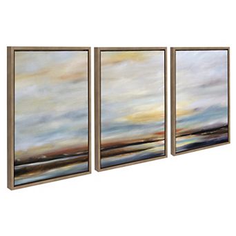 Sylvie Carolina Sunset Triptych Framed Canvas Art Set by Mary Sparrow