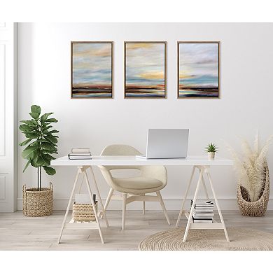 Sylvie Carolina Sunset Triptych Framed Canvas Art Set by Mary Sparrow