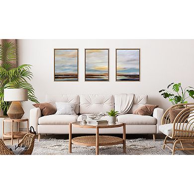 Sylvie Carolina Sunset Triptych Framed Canvas Art Set by Mary Sparrow
