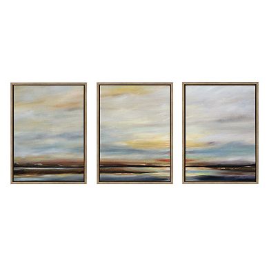 Sylvie Carolina Sunset Triptych Framed Canvas Art Set by Mary Sparrow