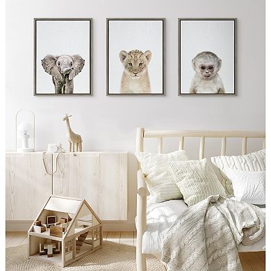 Sylvie Baby Elephant Framed Canvas Wall Art by Simon Te of Tai Prints