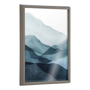 Blake Blue Mountain Range Framed Printed Glass by Amy Lighthall
