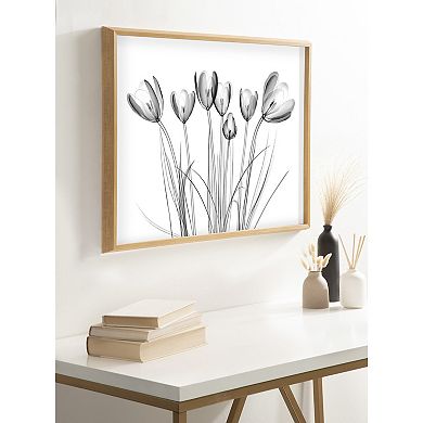 Blake Crocus X Ray Floral BW Framed Printed Art by The Creative Bunch Studio