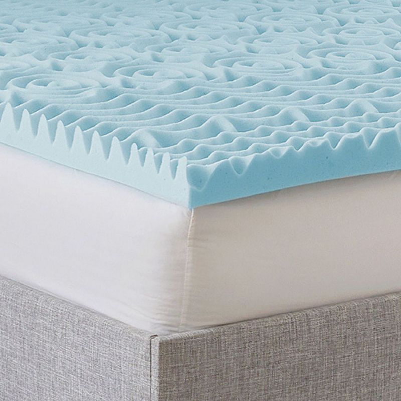 BodiPedic 1.5-Inch 5-Zone Gel-Infused Mattress Topper, Blue