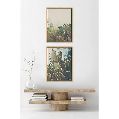 Sylvie A Desert Prickly Pear Cactus 1 and 2 Framed Canvas Art Set by Laura Evans