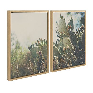 Sylvie A Desert Prickly Pear Cactus 1 and 2 Framed Canvas Art Set by Laura Evans