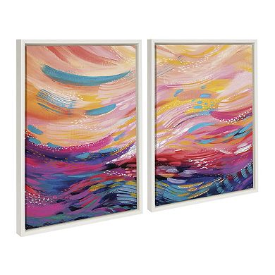 Sylvie Brush Strokes 90 Framed Canvas Set by Jessi Raulet of Ettavee