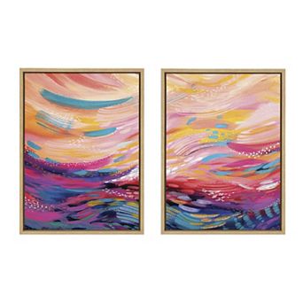 Sylvie Brush Strokes 90 Framed Canvas Set by Jessi Raulet of Ettavee