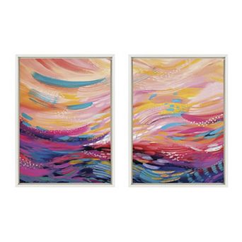 Sylvie Brush Strokes 90 Framed Canvas Set by Jessi Raulet of Ettavee