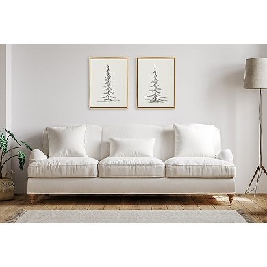 Sylvie Minimalist Evergreen Trees Sketch Framed Canvas Art Set by The Creative Bunch Studio