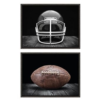 Sylvie Vintage Football Helmet Framed Canvas Art Set by Saint and Sailor Studios