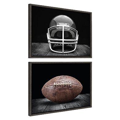 Sylvie Vintage Football Helmet Framed Canvas Art Set by Saint and Sailor Studios