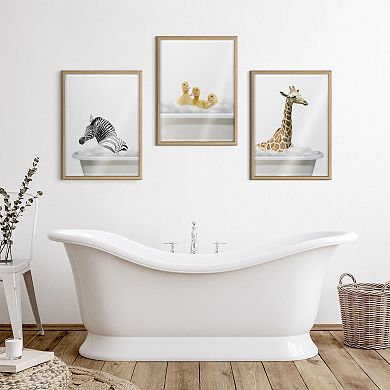 Blake Bathroom Bubble Bath Zebra Framed Printed Glass by The Creative Bunch Studio