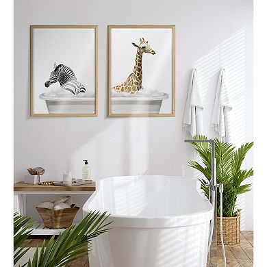 Blake Bathroom Bubble Bath Zebra Framed Printed Glass by The Creative Bunch Studio
