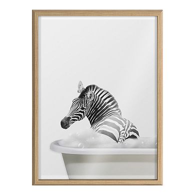 Blake Bathroom Bubble Bath Zebra Framed Printed Glass by The Creative Bunch Studio