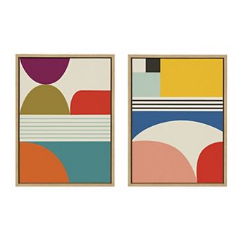 Sylvie Mid Century Modern Patterns Framed Canvas Set by Rachel Lee of My Dream Wall