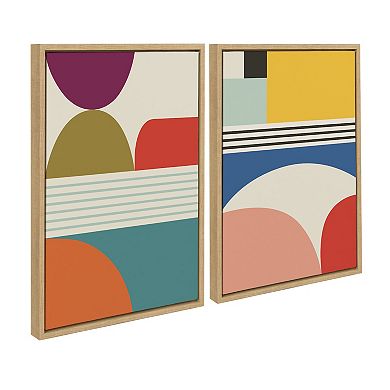 Sylvie Mid Century Modern Patterns Framed Canvas Set by Rachel Lee of My Dream Wall