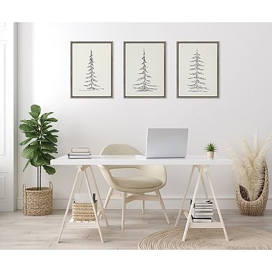Sylvie Minimalist Evergreen Trees Framed Canvas Set by The Creative Bunch Studio