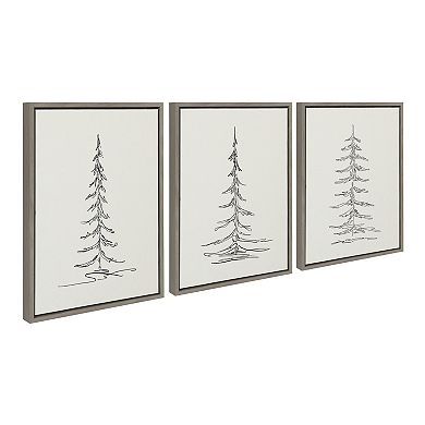 Sylvie Minimalist Evergreen Trees Framed Canvas Set by The Creative Bunch Studio
