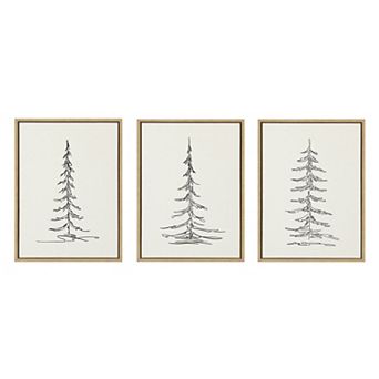 Sylvie Minimalist Evergreen Trees Framed Canvas Set by The Creative Bunch Studio