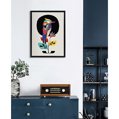Sylvie Mid Century Modern Kookaburra Moon Framed Canvas by Rachel Lee of My Dream Wall