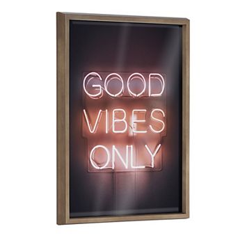 Blake Good Vibes Only Neon Sign Framed Printed Glass by The Creative Bunch Studio