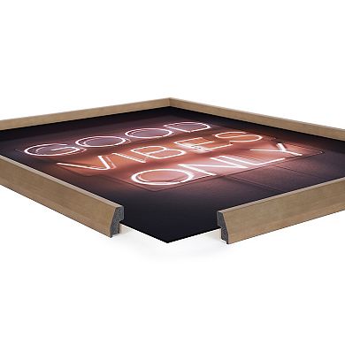 Blake Good Vibes Only Neon Sign Framed Printed Glass by The Creative Bunch Studio