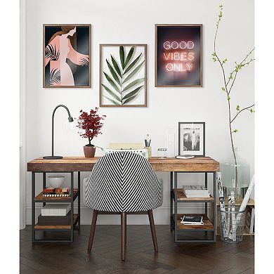 Blake Good Vibes Only Neon Sign Framed Printed Glass by The Creative Bunch Studio