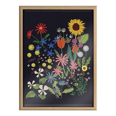 Blake Dark Flora Framed Printed Glass by Hannah Beisang