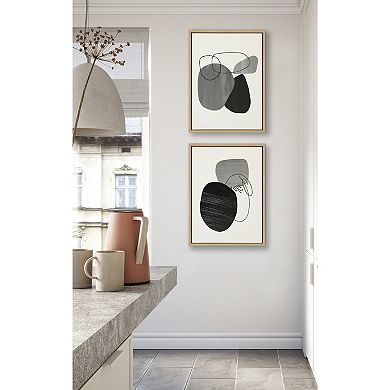 Sylvie 863 Abstract Rocks and 864 On The Rocks Framed Canvas Set by Teju Reval of SnazzyHues
