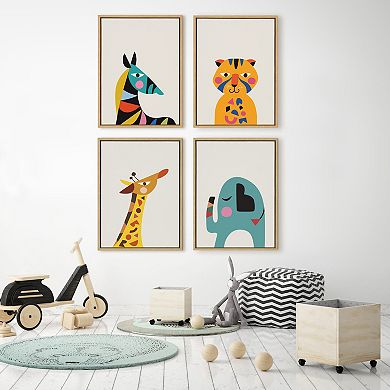 Sylvie Mid Century Modern Baby Zebra Framed Canvas by Rachel Lee of My Dream Wall