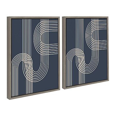 Sylvie Lines in Blue Framed Canvas Set by Apricot and Birch