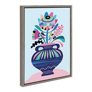 Sylvie Mid Century Modern Whimsical Floral Framed Canvas by Rachel Lee of My Dream Wall