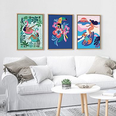 Sylvie Mid Century Modern Hibiscus Framed Canvas by Rachel Lee of My Dream Wall