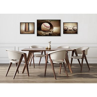Sylvie Vintage Baseball Framed Canvas Art Set by Saint and Sailor Studios