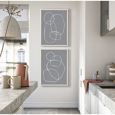 Sylvie Gray Going in Circles Framed Canvas Set by Teju Reval of SnazzyHues