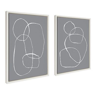 Sylvie Gray Going in Circles Framed Canvas Set by Teju Reval of SnazzyHues