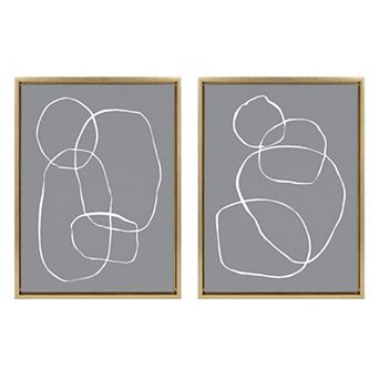 Sylvie Gray Going in Circles Framed Canvas Set by Teju Reval of SnazzyHues