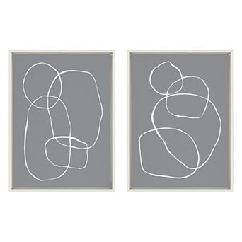 Sylvie Gray Going in Circles Framed Canvas Set by Teju Reval of SnazzyHues