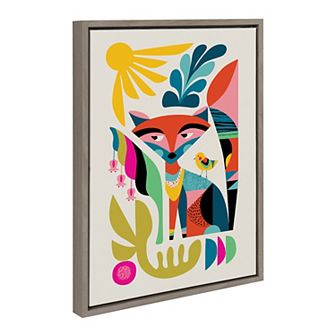 Sylvie Mid Century Modern Fox Framed Canvas by Rachel Lee of My Dream Wall
