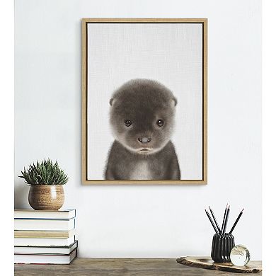 Sylvie Baby Otter Framed Canvas by Simon Te of Tai Prints