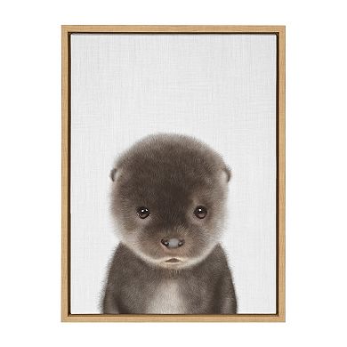 Sylvie Baby Otter Framed Canvas by Simon Te of Tai Prints