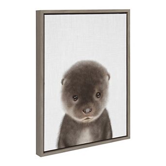 Sylvie Baby Otter Framed Canvas by Simon Te of Tai Prints
