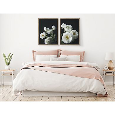 Sylvie White Ranunculus Framed Canvas Set by Emiko and Mark Franzen of F2Images