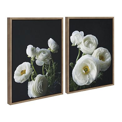 Sylvie White Ranunculus Framed Canvas Set by Emiko and Mark Franzen of F2Images