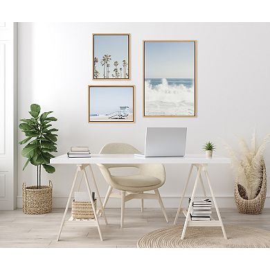 Sylvie Waves Crashing Framed Canvas Set by Caroline Mint 3 Piece Set