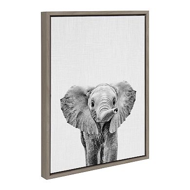 Sylvie Baby Elephant Framed Canvas by Simon Te of Tai Prints