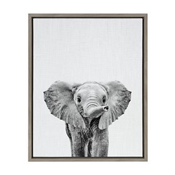 Sylvie Baby Elephant Framed Canvas by Simon Te of Tai Prints